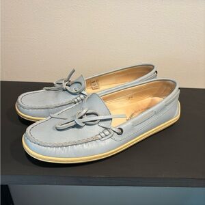 Tod’s Light Blue Leather Marlin Barca Boat Shoes, Size 37.5